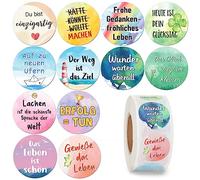 500PCS Pegatinas Originales Motivacionales Positivas en Alemán, 2.5cm 12 Estilos 1 Rollo, Calcomanías Adhesivas Inspiradoras para Portátil Álbumes Recortes Diario Regalo