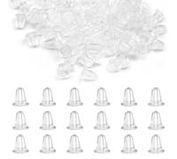 500pcs Seguridad Broche De Pendiente Goma De Topes De Espalda De Seguridad Goma Blanda Para Pendientes Empujador De Pendientes TapóN De Pendiente De PláStico Blanco Transparente De