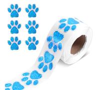 500uds Pegatinas con Forma de Huella de Pata, 2,5 cm Pegatinas con Purpurina con Forma de Huella de Pata de Cachorro Bonitas Calcomanías para Sellar Sobres Envoltorios de Regalo (Azul)