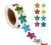 500uds Pegatinas Estrellas Sonrientes, Diámetro Prémium 2,5cm Con Purpurina, Paquete Rollo Láser, Suministros Decoración, Recompensa Adecuados Para Profesores