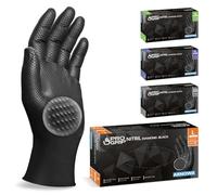 500x PROGRIP Guantes nitrilo talla L Negro [Con doble grosor y textura diamante], Guantes desechables de nitrilo para taller, industria y montaje, Luvas nitrilo descartaveis