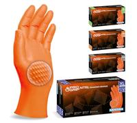 500x PROGRIP Guantes nitrilo talla XL Naranja [Con doble grosor y textura diamante], Guantes desechables de nitrilo para taller, industria y montaje, Luvas nitrilo descartaveis