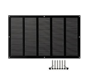 500x300mm Metalica Rejilla de Ventilación con Mosquitera - Negro