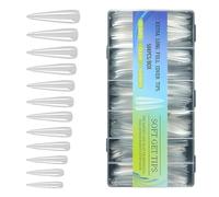 504 puntas de uñas de gel suave, extra largas, cobertura completa, puntas de uñas postizas para extensiones de uñas artificiales transparentes a presión, suministros de uñas de cobertura completa