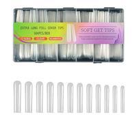 504 puntas de uñas de gel suave, extra largas, cobertura completa, puntas de uñas postizas para extensiones de uñas artificiales transparentes a presión, suministros de uñas de cobertura completa
