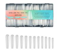 504 puntas de uñas de gel suave, extra largas, cobertura completa, puntas de uñas postizas para extensiones de uñas artificiales transparentes a presión, suministros de uñas de cobertura completa