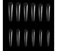504 uñas postizas XXL largas a presión, transparentes y naturales, de cobertura completa, XXL largas y rectas, uñas largas a presión, transparentes