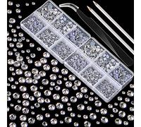5040 piezas de diamantes de imitación de cristal 6 tamaños mixtos Rhinestone Hotfix redondos con pinzas y herramienta de selección de diamantes de imitación, bolígrafos para manualidades, uñas, cara,