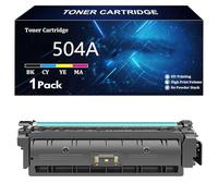 504A Cartucho de Tóner de Repuesto para HP 504A CE250A CE251A CE253A CE252A para HP Color LaserJet CP3525 CP3525N CP3525DN CP3525X CM3530 CM3530TS Impresoras,Y-1 Pack
