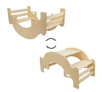 509 Crew Rock N Grow, Montessori Wooden Rocker Teeter Totter converts to Kids Table & Chair Set, for 2 Kids, Plywood, Color Natural