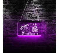 50cm*28cm Poker Club Texas Hold'Em Juego Colorido Led Letrero de luz de neón Decoración de pared Fichas y póquer Lámpara de juego Iluminación para colgar en la pared 7 colores Letreros de luz de par