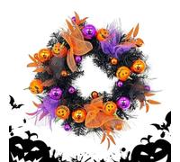 50cm Artificial Halloween Door Wreath - Farmhouse Pumpkin Ball Garland