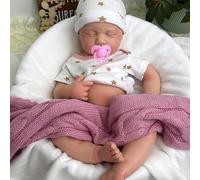 50CM Muñecas bebé renacidas Loulou, Cuerpo Completo de Silicona, Boca Abierta, Hecha a Mano, durmiendo, con Peso y anatomía Correcta (niño, caucásico)