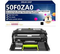 50F0ZA0 Negro Cartucho de Tóner de Repuesto de Alta Capacidad para Lexmark MS310d MS310dn MS312dn MS315dn MS410d MS410dn MS415dn MS510dn Impresora, 60000 Páginas,Black-1 Pack