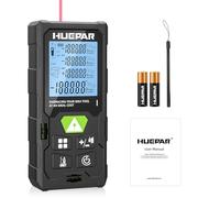 50M Medidor Láser de Distancia, Medidor Láser Huepar Herramienta de Medición Láser Digital con 2 Niveles de Burbuja, Pantalla LCD Retroiluminada, Mide Distancia, Área, Volumen y Modo Pitagórico