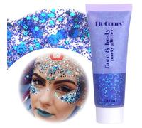 50ML Gel con Purpurina para el Cuerpo, Body Glitter Gel, Sombra de Ojos Liquida Brillante, Gel en polvo para Festivales, Lentejuelas de Sirena, Uñas, Cosméticos, Mascaradas (Azul oscuro)