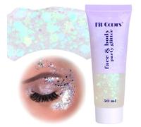 50ML Gel Con Purpurina para el Cuerpo, Body Glitter, Sombra de Ojos Liquida Brillante, Polvo para Festivales, Lentejuelas de Sirena, Uñas, Cosméticos, Mascaradas (Blanco)