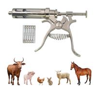 50ml Jeringa Continua Para Ganado De, Dispensador De Medicina Animal Ajustable Y Reutilizable Bomba De PrecisióN, para Caballos Ovejas Ganado Vacuno Equipo De CríA Con 10 Agujas De Acero Inoxidable