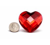 50mm Red Ruby H103 Large Self Adhesive Heart Acrylic Cosplay Gem Flat Back Plastic Stick On Rhinestone For Cosplay Costumes, Scrapbooking, Props, Crafts Embelishments Sticker Valentine's Day 1PC