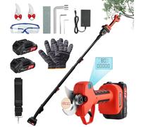 50mm Tijeras De Podar Electricas con 2 metros perca telescópica: Tijera podar telescopica 50-25mm Ajustables Hoja SK7 con 2 baterías de 21 V/2000 mAh - Tijeras de Podar Bateria Jardinería Olivos