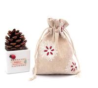 50Pc 10x14cm Linen Printed Cotton Burlap Gift Bags Party Wedding Favors Drawstring Candy Nuts Jewelry Packaging Bag Baby Shower(Snowflake)