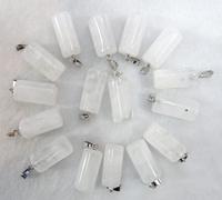50pc Natural Stone Turquesa Aventurine Cuarzo Cristal Opal Lapis Cilindro Colgantes de cilindro Adecuado for joyería de bricolaje Accesorios for collar ( Metal color : Imitation Rhodium Plated )