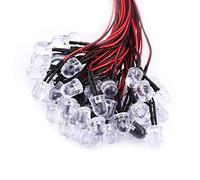50Pcs 10mm DC 9-12V Diodos precableados Diodos LED Transparentes de Agua Redondos Luces Diodos Emisores de luz LED(10mm Blanco)