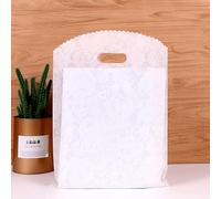 50pcs 15x20cm Multi Style Plastic Handle Bags Small Cute Wedding Jewelry Packing Pouches For Candy Cookie Gift Box-white lace