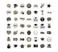50PCS Black Gold Graduation Stickers - Waterproof Vinyl Decals | 2026 Graduate Party Favors | For Laptop Luggage Skateboard Phone Water Bottle Fridge