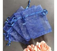 50pcs Bolsa de regalo de joyería Bolsas de organza Embalaje Fiesta transparente Bolsas de boda dibujables Presente Joya Dulce Gracias 7 tamaños 5z-azul marino, 13x18 cm, 50 piezas