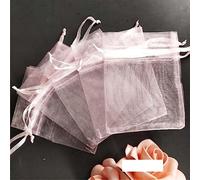 50pcs bolsas de tul Organza Elemento de gasa transparente Bolsas de joyería Embalaje Bolsas de organza dibujables Boda Navidad Organza Bolsa de regalo 5z-rosa, 13x18 cm -SH316-50