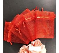 50pcs bolsas de tul Organza Elemento de gasa transparente Bolsas de joyería Embalaje Bolsas de organza dibujables Boda Navidad Organza Bolsa de regalo 5z-rojo, 13x18 cm -SH316-50