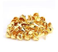 50PCS Bolso de perno prisionero inferior de placa Pies Bolsa de metal plano Pies Pernos de cono Espiga de hongo Monedero de remache Pies Espiga Cabezas de clavos Brad Resultados(15mm-Oro)