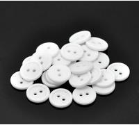 50pcs - Botones de costura redondos de resina blanca de 15 mm. 2 agujeros. Para Ropa y Manualidades