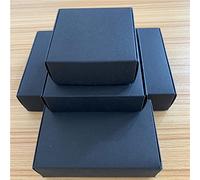50pcs Caja de embalaje Kraft cuadrada linda de varios tamaños Suministros del favor del banquete de boda Jabón hecho a mano Caja de almacenamiento de dulces de chocolate-negro, 7.5x7.5x3cm