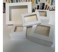 50pcs Caja de embalaje Kraft cuadrada linda de varios tamaños Suministros para el favor del banquete de boda Jabón hecho a mano Caja de almacenamiento de dulces de chocolate-Ventana blanca, 11.5x11x