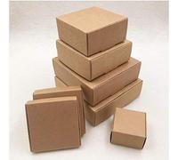 50pcs Caja de embalaje Kraft cuadrada linda de varios tamaños Suministros para el favor del banquete de boda Jabón hecho a mano Caja de almacenamiento de dulces de chocolate marrón, 8.5x6x2cm