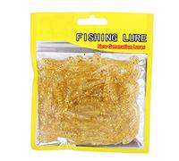 50PCS cebos de los señuelos de Pesca fijados, Cebo Suave plástico de la Cola ， 9 Colores de los cebos del Gusano de Grub Accesorios de los trastos de Pescados (Golden)