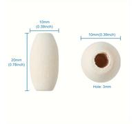 50pcs Cuentas de Madera, , 20x10mm, Agujero: 3mm, Elegantes, para Hacer Joyería DIY y Decoración del Hogar