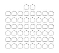 50Pcs D Rings Buckle, Metal D Rings for Sewing, Close Connection Strong Electroplating Anti Rust Hardware Accessories, DIY Wallets Key Chains Luggage Decoration with Gold Silver Gr (Plata)