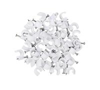 50pcs Grapas cable pared,Grapas para Cables,Clips de Cable Redondo,con Clavos de Acero Incorporados Clips,Abrazaderas de pared de Clavos Fuertes,para cables Ethernet,Cables de teléfono,USB