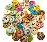 50pcs Impreso Botones Redondos De Madera De 2 Agujeros Para Coser 20 Mm Elaboración