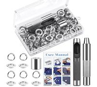 50Pcs Kit de Herramienta de Ojetes, 3Pcs de Herramientas Ojales Kit de Ojales de Arandela De Metal, 12mm de Acero Inoxidable Ojales, para Lonas, Cuero, Telas, Cortinas y Fabricación (Style 01)
