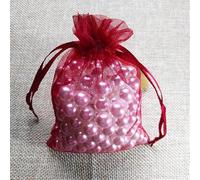 50pcs / lot 7 * 9 9 * 12 Venta al por mayor 9x12cm Bolsas de organza con cordón colorido Joyas Bolsas de embalaje de dulces Bolsas de regalo de fiesta de cumpleaños-vino rojo, 7x9cm, 25pcs