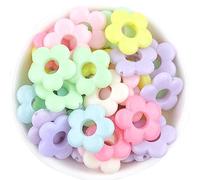 50pcs/lote Multicolor Acrílico Cueva Perlas de Flores Perlas Sueltas Conectores Separadores para Joyería Fabricación de Pulseras Pendientes Espaciadores de Flores Cuentas para Pulseras Preparación de