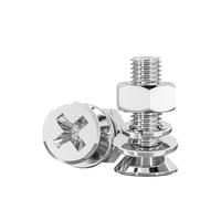 50PCS M6X70/80/90/100Mm Flat Head Machine Screw Cross Recessed Threaded Countersunk Bolt Nuts Lock Washer 201Stainless Steel(M6*100 50)