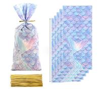 50pcs Mermaid Tail Candy Gift Bag Kid Girl Little Mermaid Theme Suministros para fiestas de cumpleaños Bolsa de galletas Baby Shower Decoración Favors-B Style-50pcs