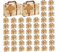 50PCS Mini Maleta Cajas Cajas de Regalo de Papel de 3x1x2'' con Asa y Tarjeta Plana de Dulces Fáciles de Instalar Favores de Fiesta para Cumpleaños Bodas Eventos Temáticos Estilo 2...