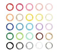 50pcs Mosqueton Redondo y Mosquetón Redondo Dorado - 25 Colores (2 por Color), Arandelas de Resorte para DIY Llaveros, Manualidades (24mm) | Zinc Alloy
