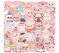 50pcs Pegatinas de Cerdos Rosa, Paquetes de Pegatinas de Animales Lindos, Vinilo Impermeable Kawaii Cartoon Animales Domésticos Pegatinas para Skateboard